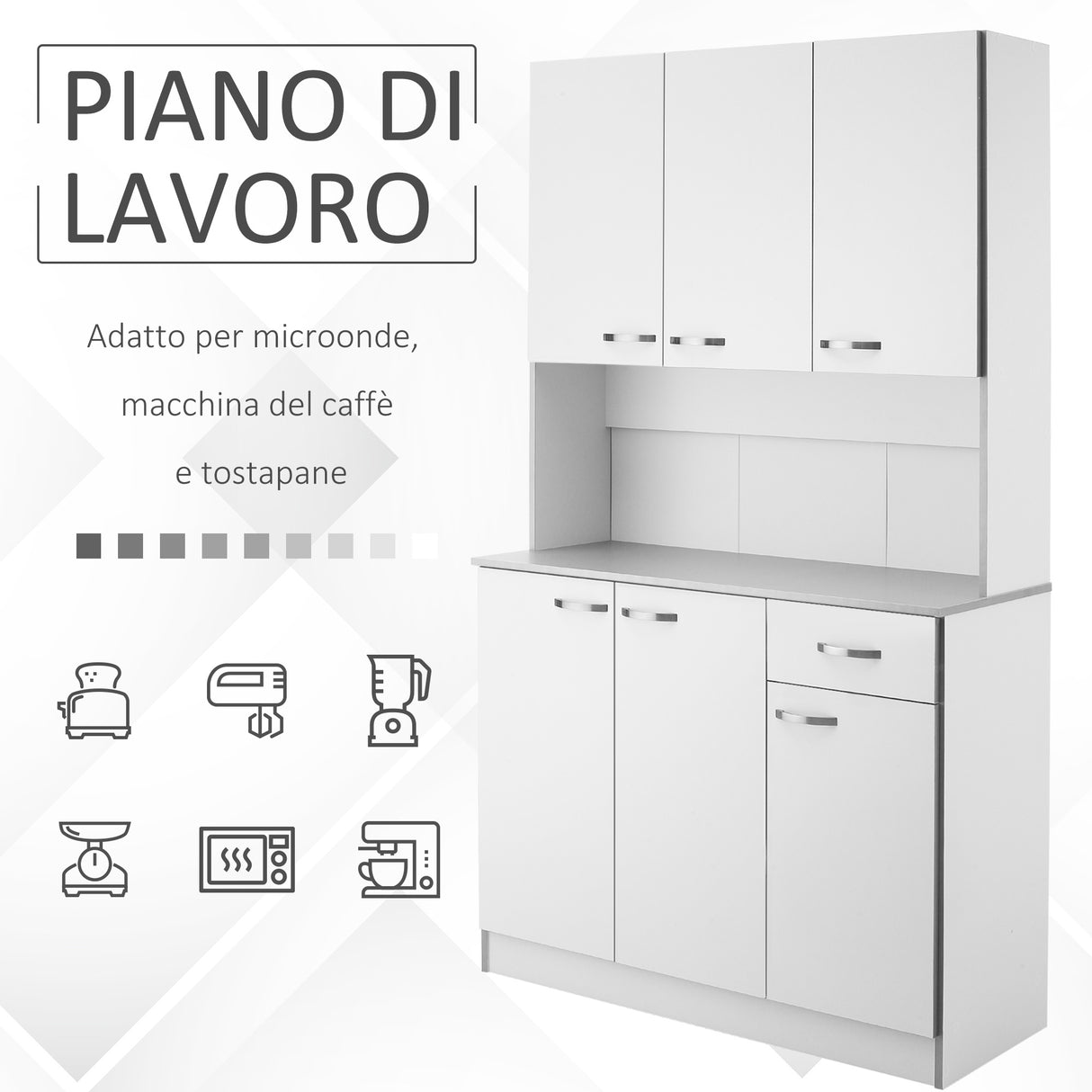 easycomfort easycomfort armadio con pensili da cucina in legno 101 x 39 x 180cm bianco