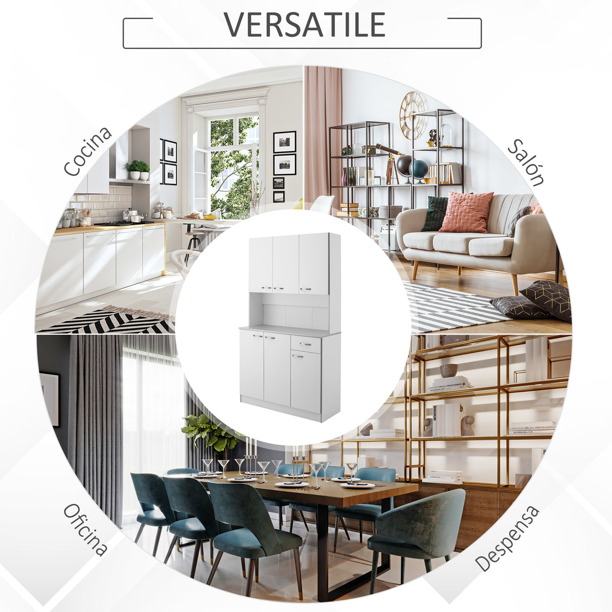 easycomfort easycomfort armadio con pensili da cucina in legno 101 x 39 x 180cm bianco