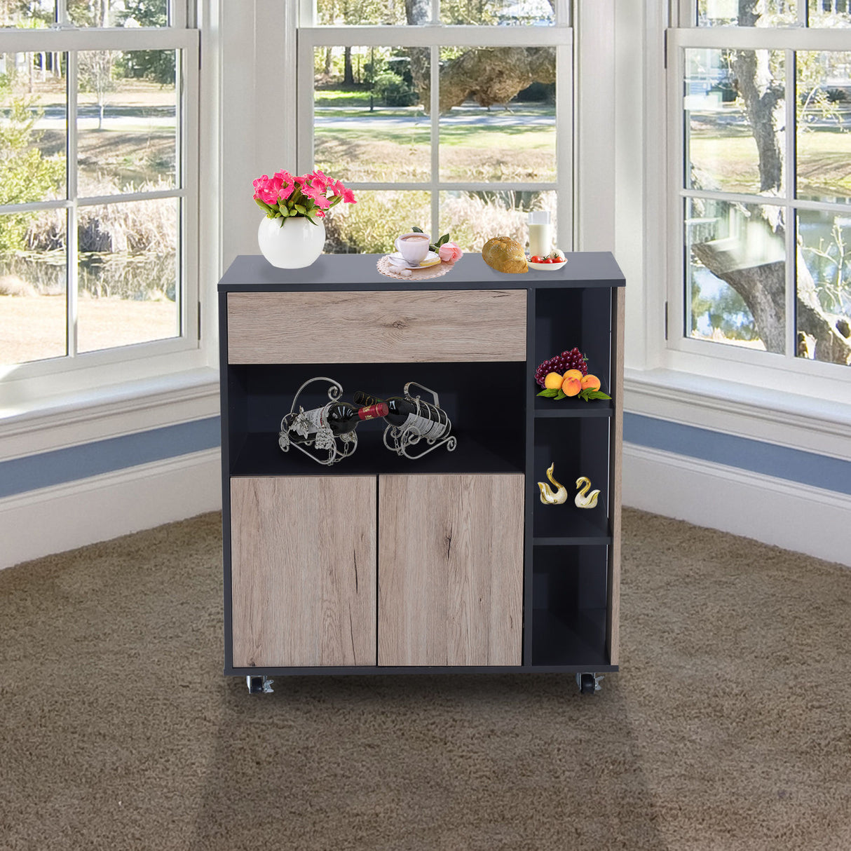 easycomfort easycomfort mobiletto ausiliario da cucina multiuso in legno con ruote 80 x 39 x 86 5cm ean 8054111849906