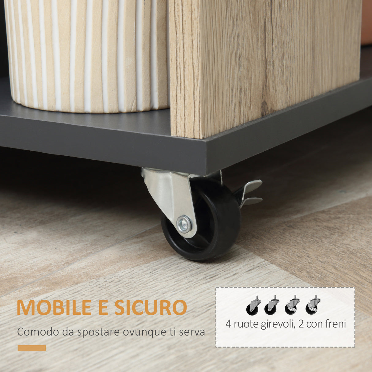 easycomfort easycomfort mobiletto ausiliario da cucina multiuso in legno con ruote 80 x 39 x 86 5cm ean 8054111849906