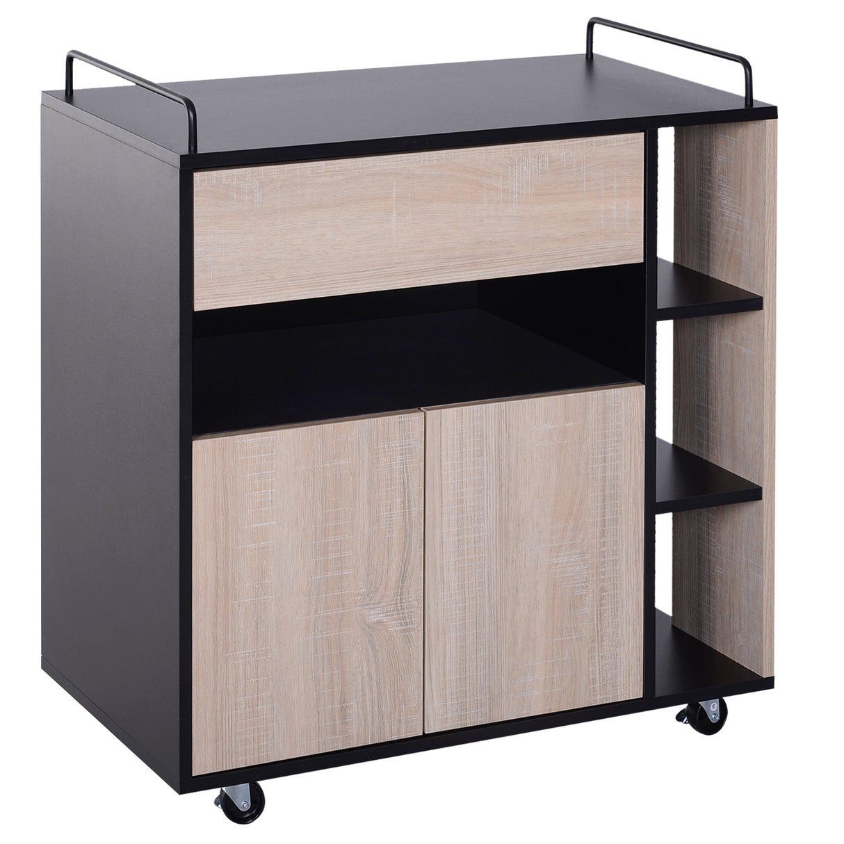 easycomfort easycomfort carrello da cucina multiuso moderno con ruote cassetto anta in legno rovere 765x40x82cm ean 8054144132174