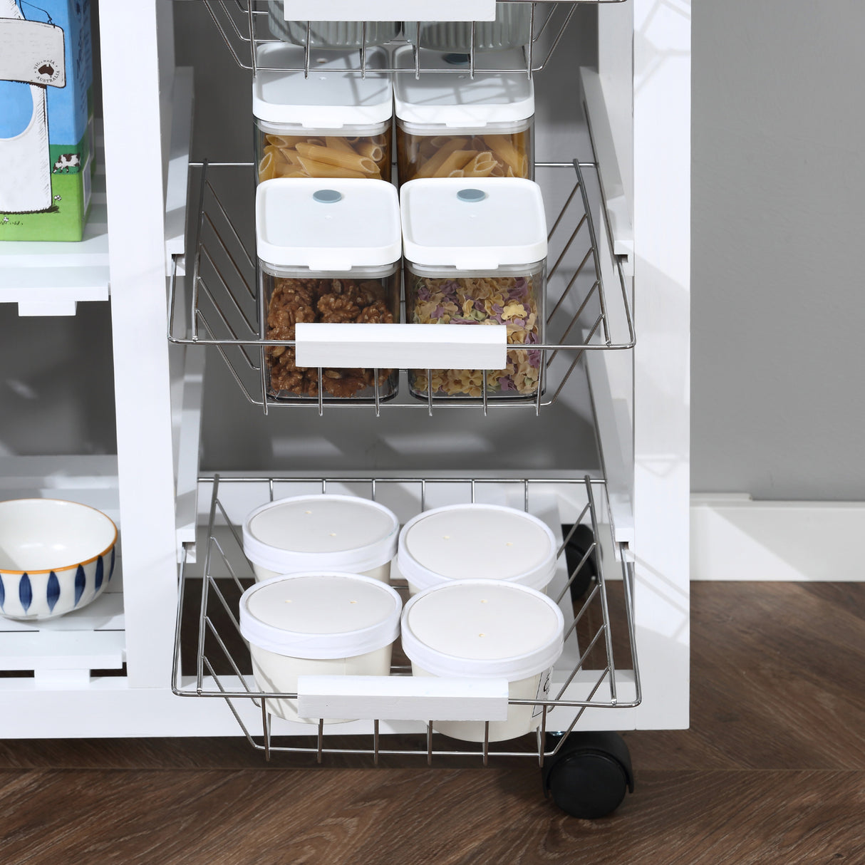 easycomfort easycomfort carrello da cucina con ruote mobile da cucina salvaspazio in legno massiccio 3 cassetti 3 cestelli 2 portaspezie 2 ripiani 92x37x82 cm ean 8054144134727