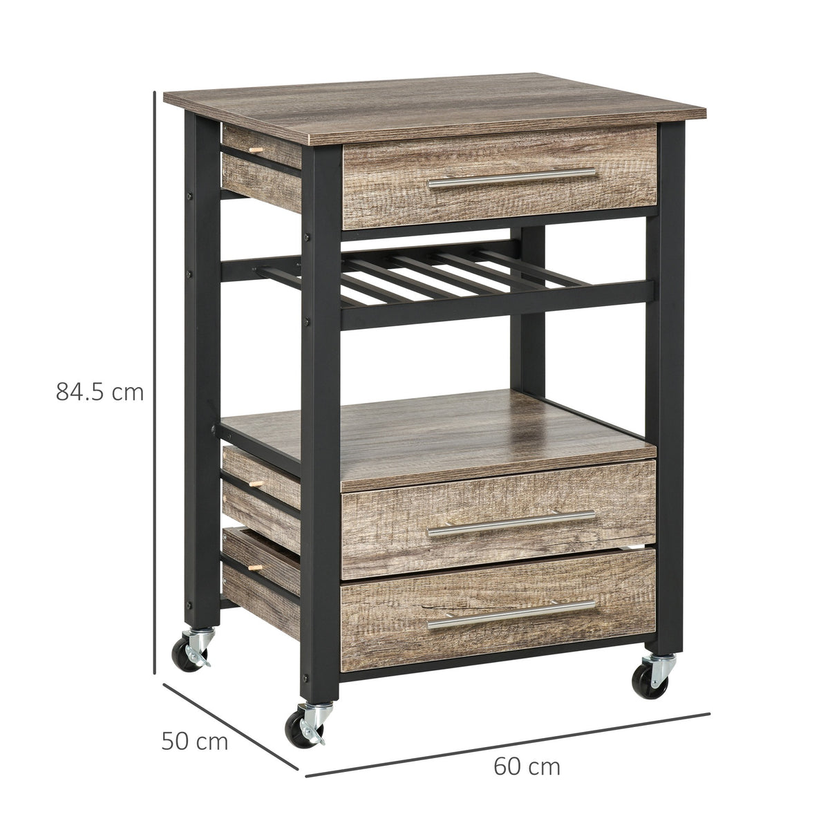 easycomfort easycomfort carrello da cucina portavivande con 3 cassetti e mensola mobiletto multiuso in legno truciolare 60x50x84 5cm quercia