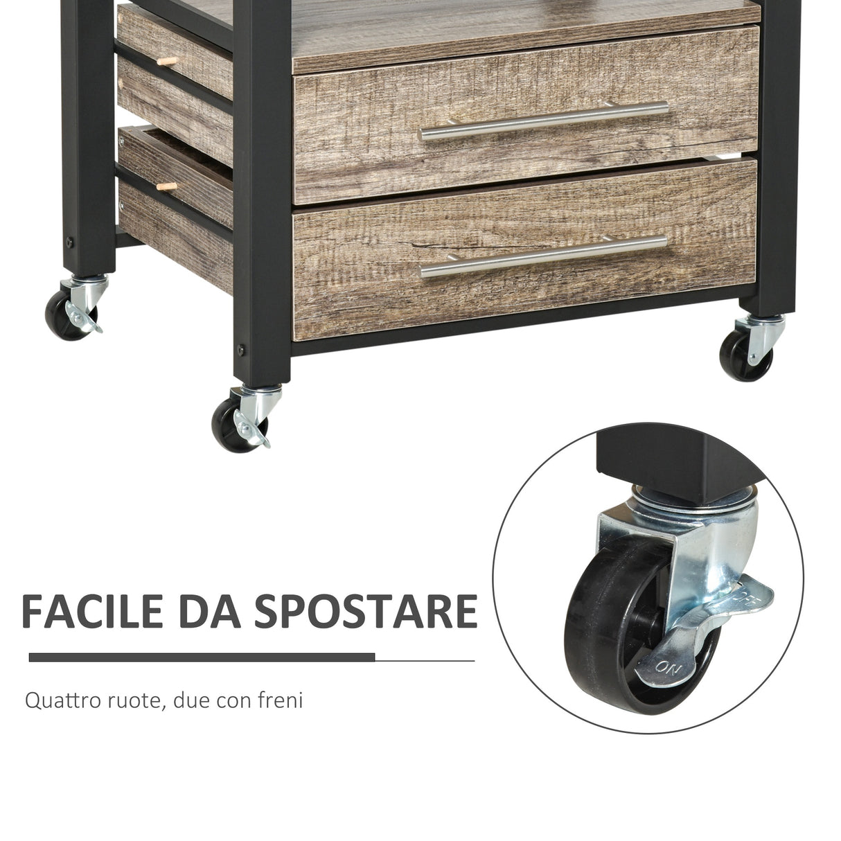 easycomfort easycomfort carrello da cucina portavivande con 3 cassetti e mensola mobiletto multiuso in legno truciolare 60x50x84 5cm quercia