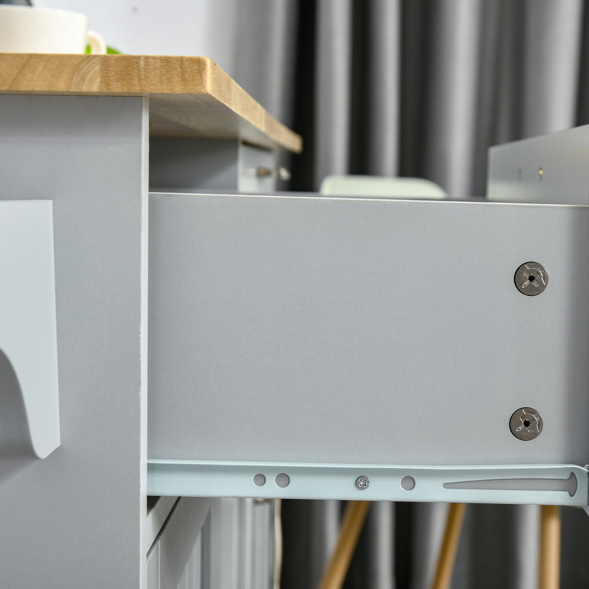 easycomfort easycomfort carrello da cucina multiuso in legno con 2 cassetti 3 antine e 4 ruote 121x46x91cm grigio