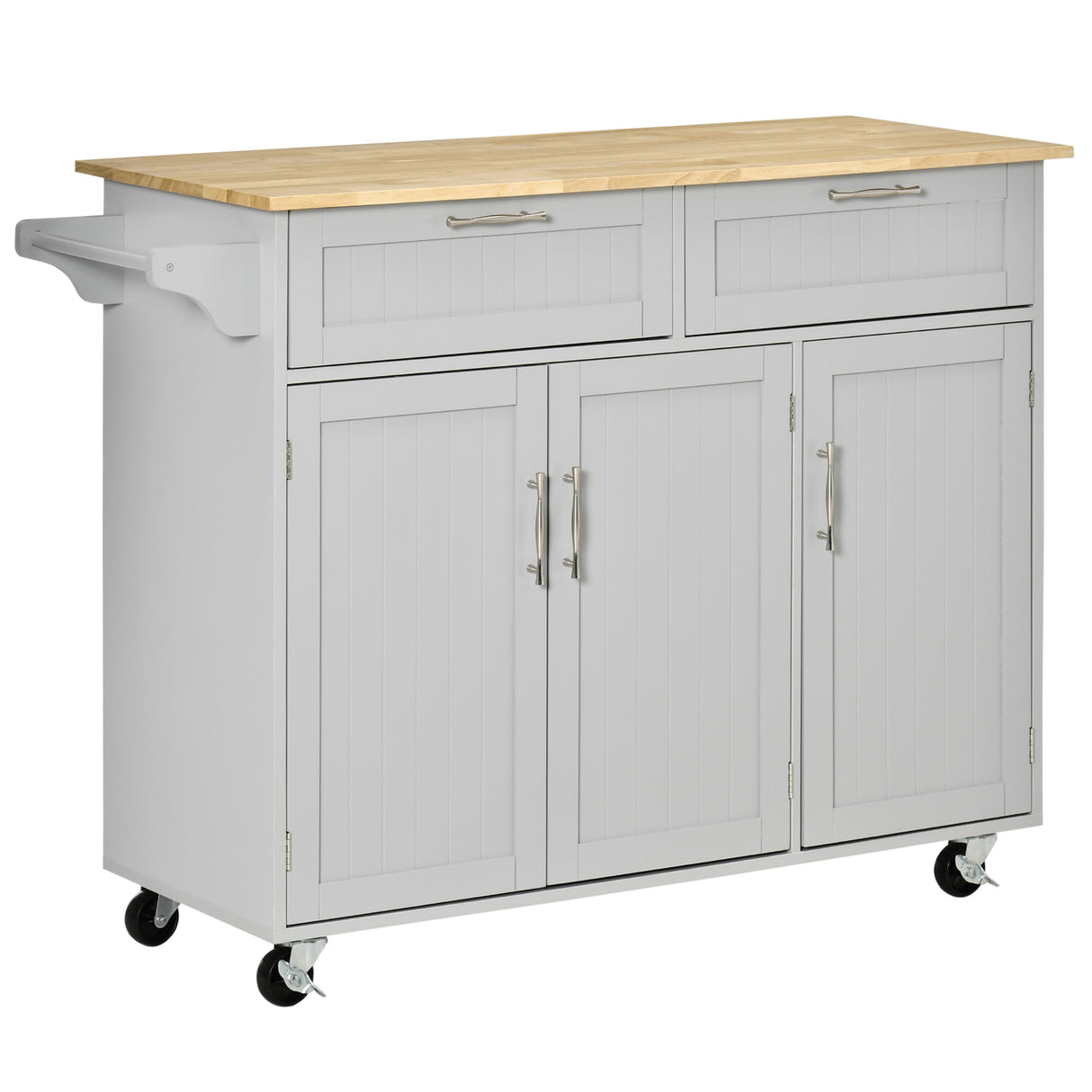 easycomfort easycomfort carrello da cucina multiuso in legno con 2 cassetti 3 antine e 4 ruote 121x46x91cm grigio