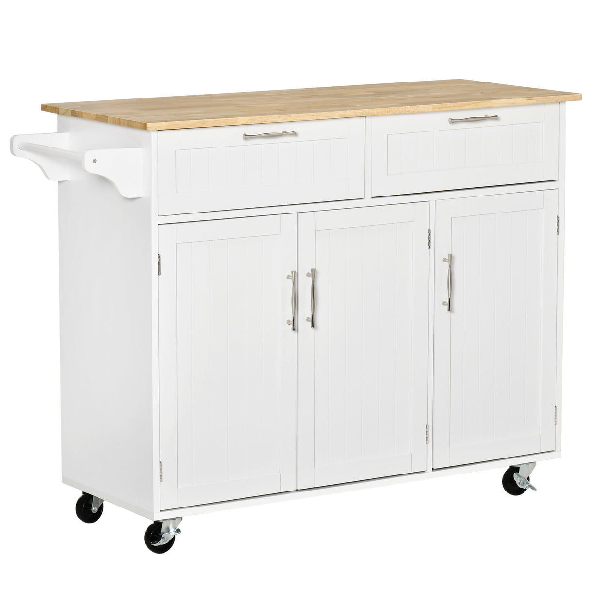 easycomfort easycomfort carrello da cucina multiuso in legno con 2 cassetti 3 antine e 4 ruote 121x46x91cm bianco