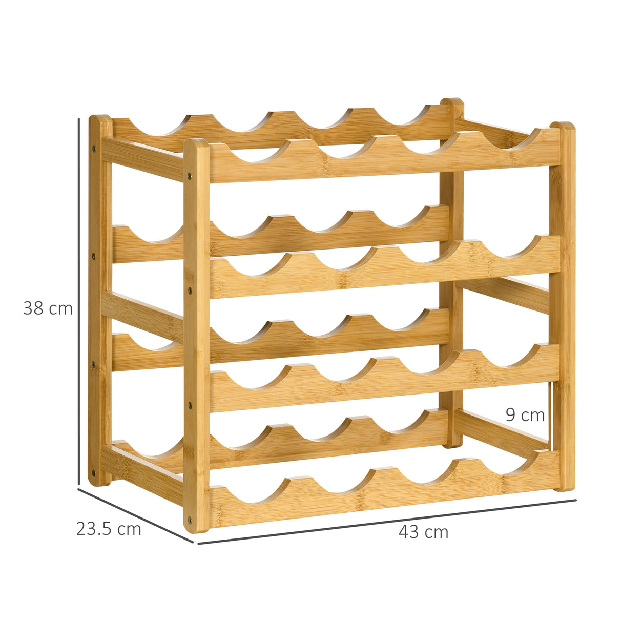 easycomfort easycomfort scaffale portabottiglie vino a 4 livelli per 16 bottiglie in legno di bambu 43x23 5x38cm