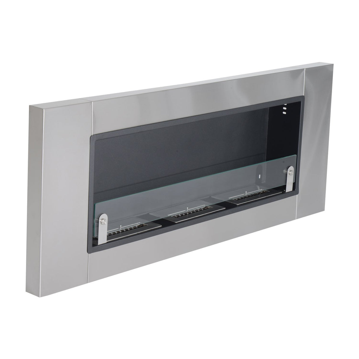 easycomfort easycomfort camino a bioetanolo in acciaio inox 3 serbatoi 1.5lt argento e nero 136x16x54cm