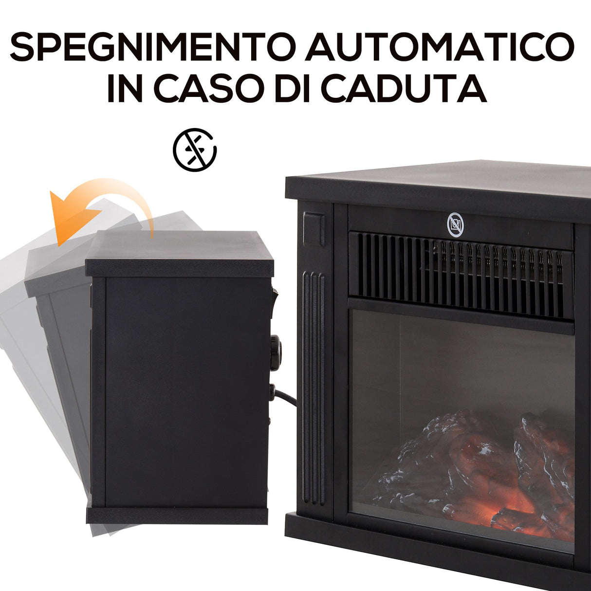 easycomfort easycomfort camino elettrico da terra potenza 600w 1200w in plastica e vetro temperato nero 34x17x25cm