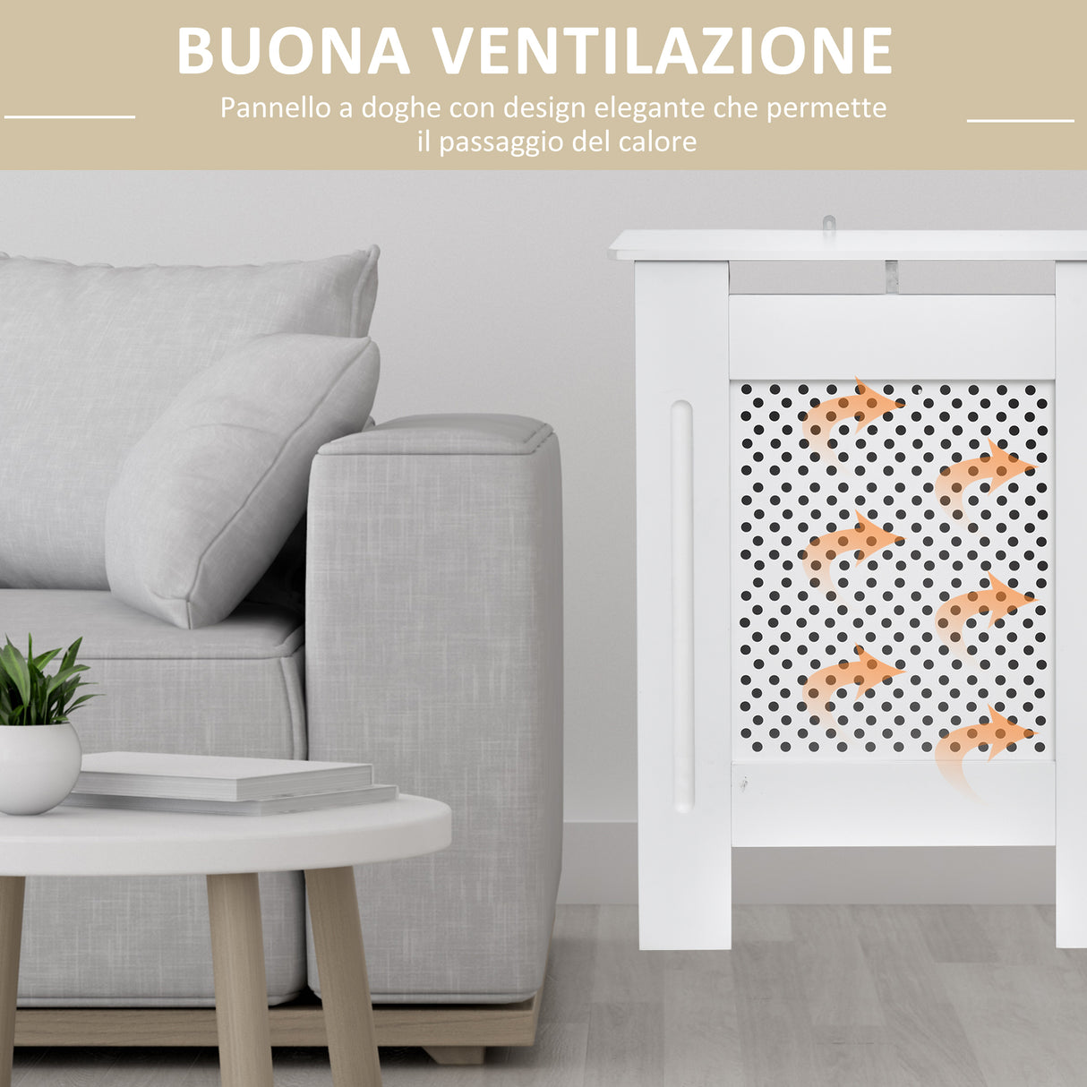 easycomfort easycomfort copritermosifone in legno a griglia bianco 111.5x82x19cm