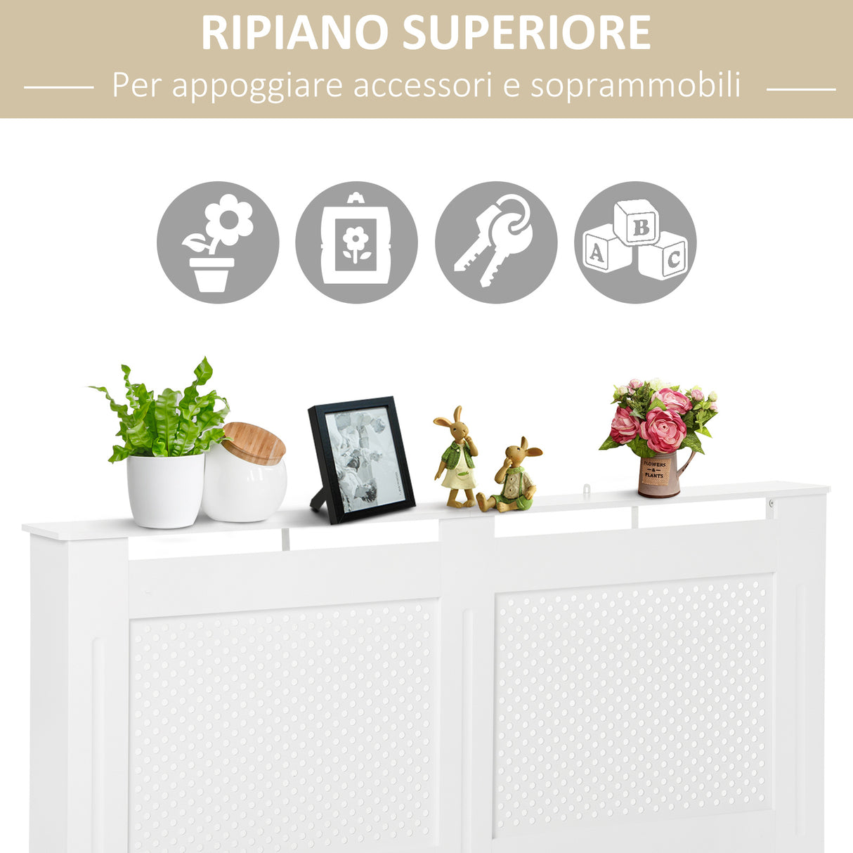 easycomfort copritermosifone in legno a griglia bianco 151.5x82x19cm