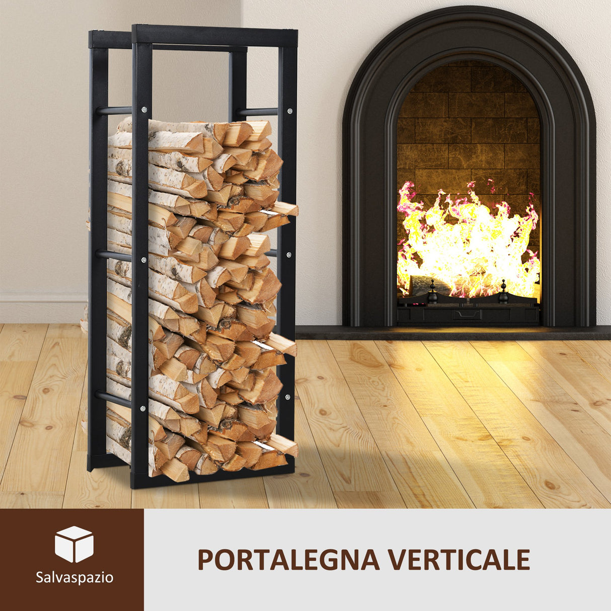 easycomfort easycomfort scaffale legnaia per interno ed esterno nero 40x25x100cm