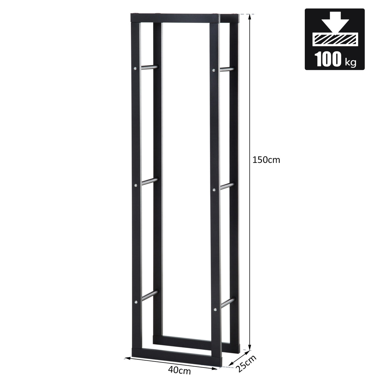 easycomfort easycomfort scaffale porta legna verticale per interno in ferro nero 40x25x150cm