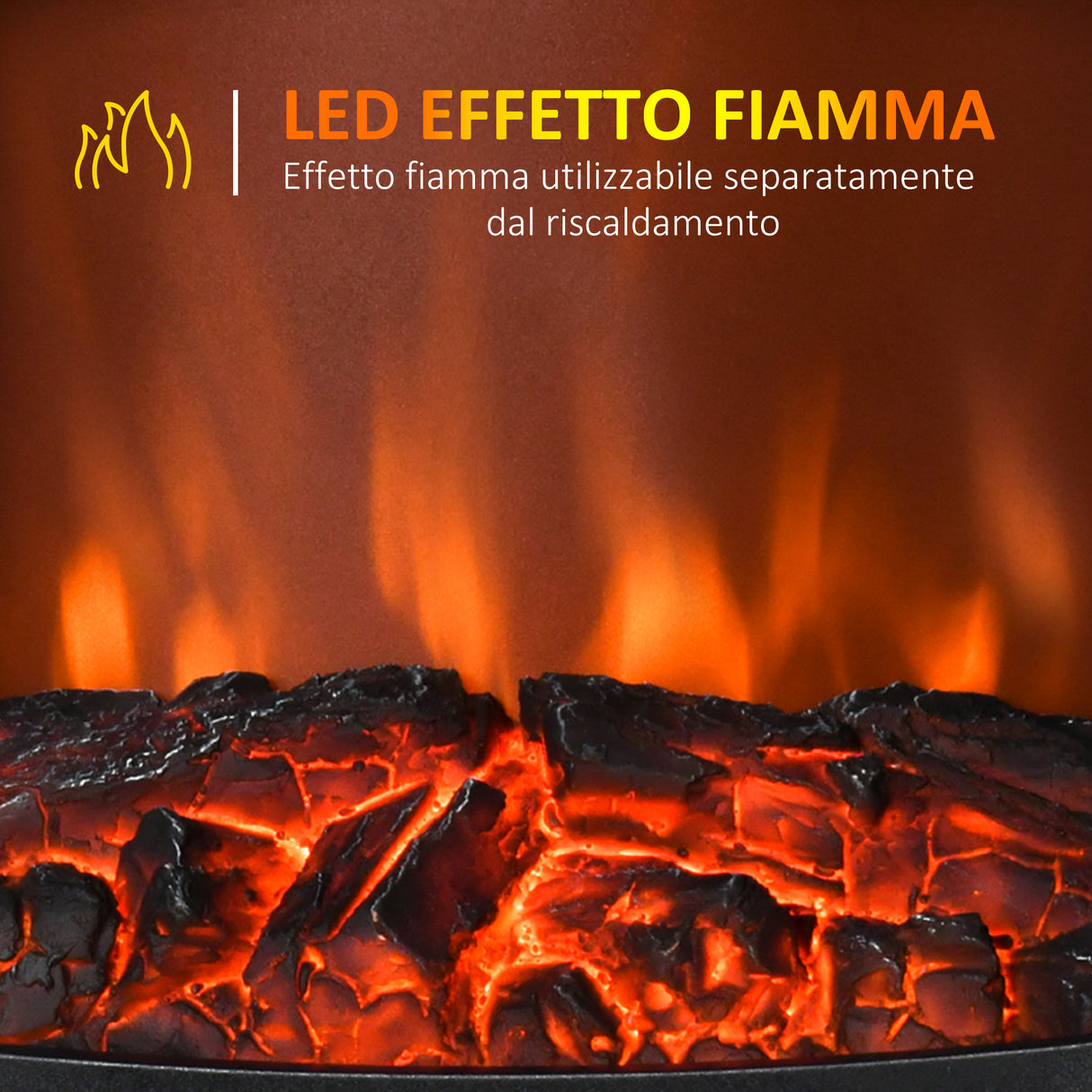 easycomfort camino elettrico effetto fiamma e 3 lati aperti temperatura regolabile copertura 20 25m nero