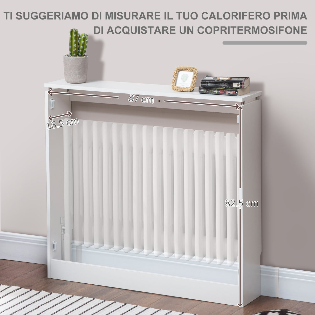 easycomfort easycomfort copritermosifone a doghe moderno ed elegante per la casa in mdf e acciaio 90x18x84cm bianco