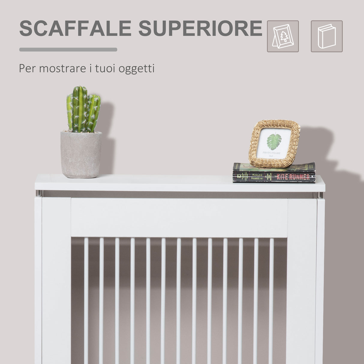 easycomfort copritermosifone a doghe moderno ed elegante per la casa in mdf e acciaio 60x18x84cm bianco