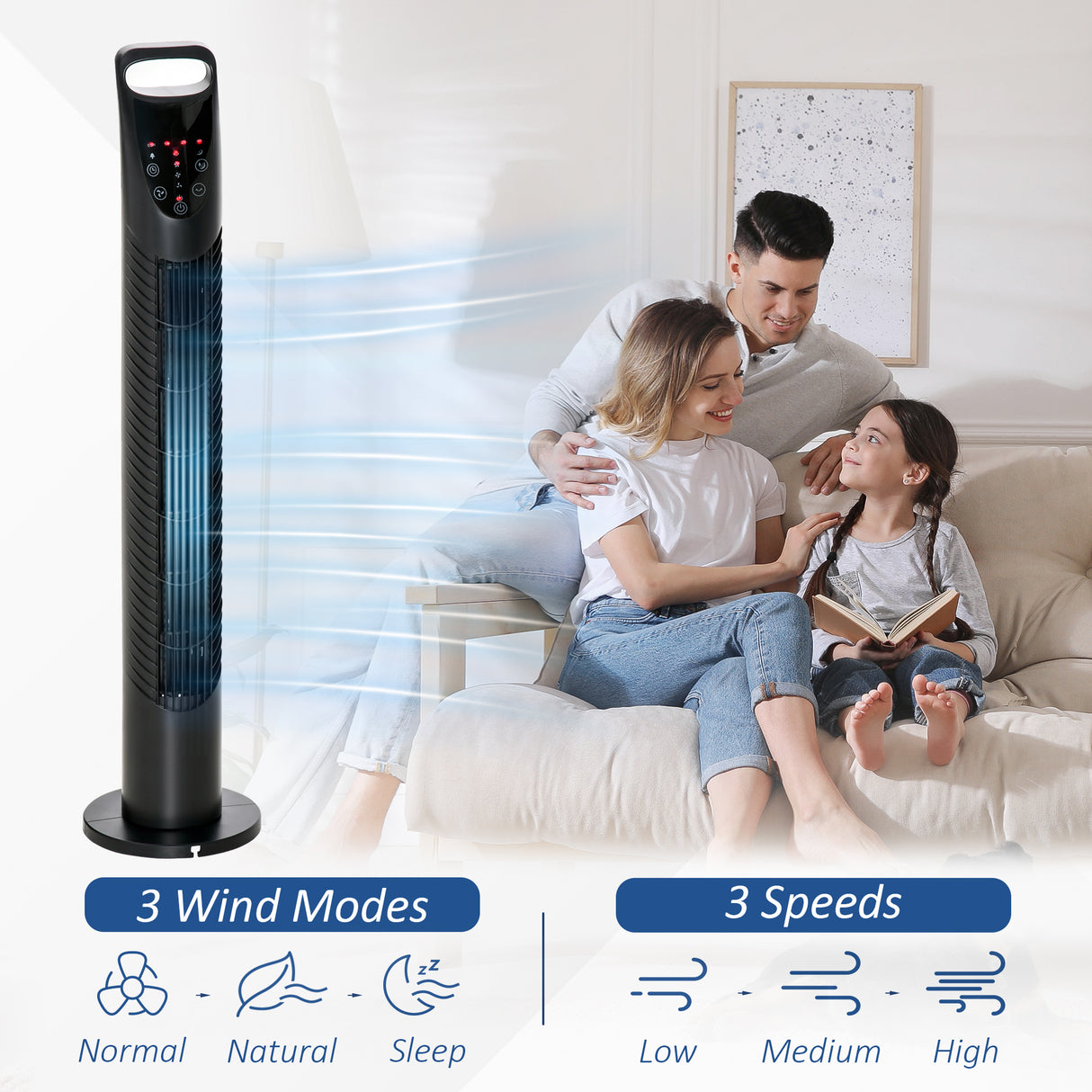 easycomfort easycomfort ventilatore a colonna con telecomando fino a 5m oscillante 70 con 3 modalita e 3 velocita timer 7 5h 40w nero 18x78 5cm