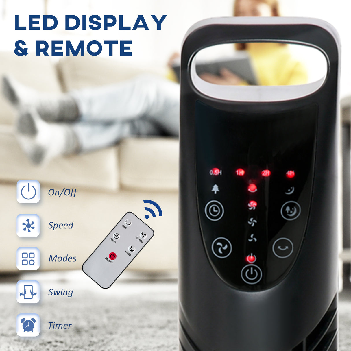 easycomfort easycomfort ventilatore a colonna con telecomando fino a 5m oscillante 70 con 3 modalita e 3 velocita timer 7 5h 40w nero 18x78 5cm