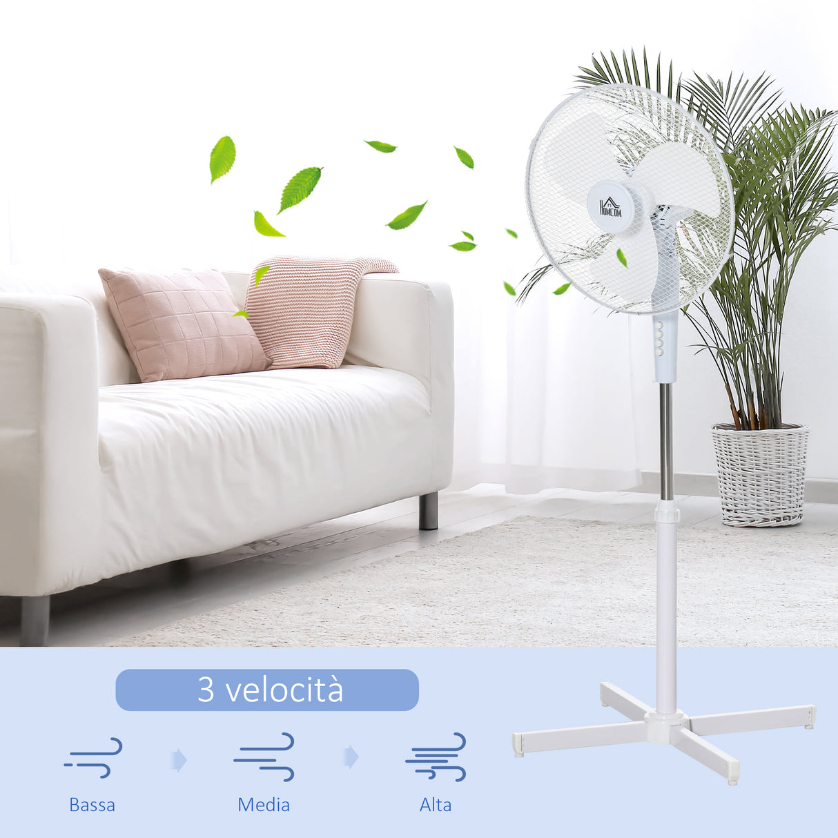easycomfort ventilatore a piantana a 3 velocita con inclinazione a 80 60x60x90 120cm