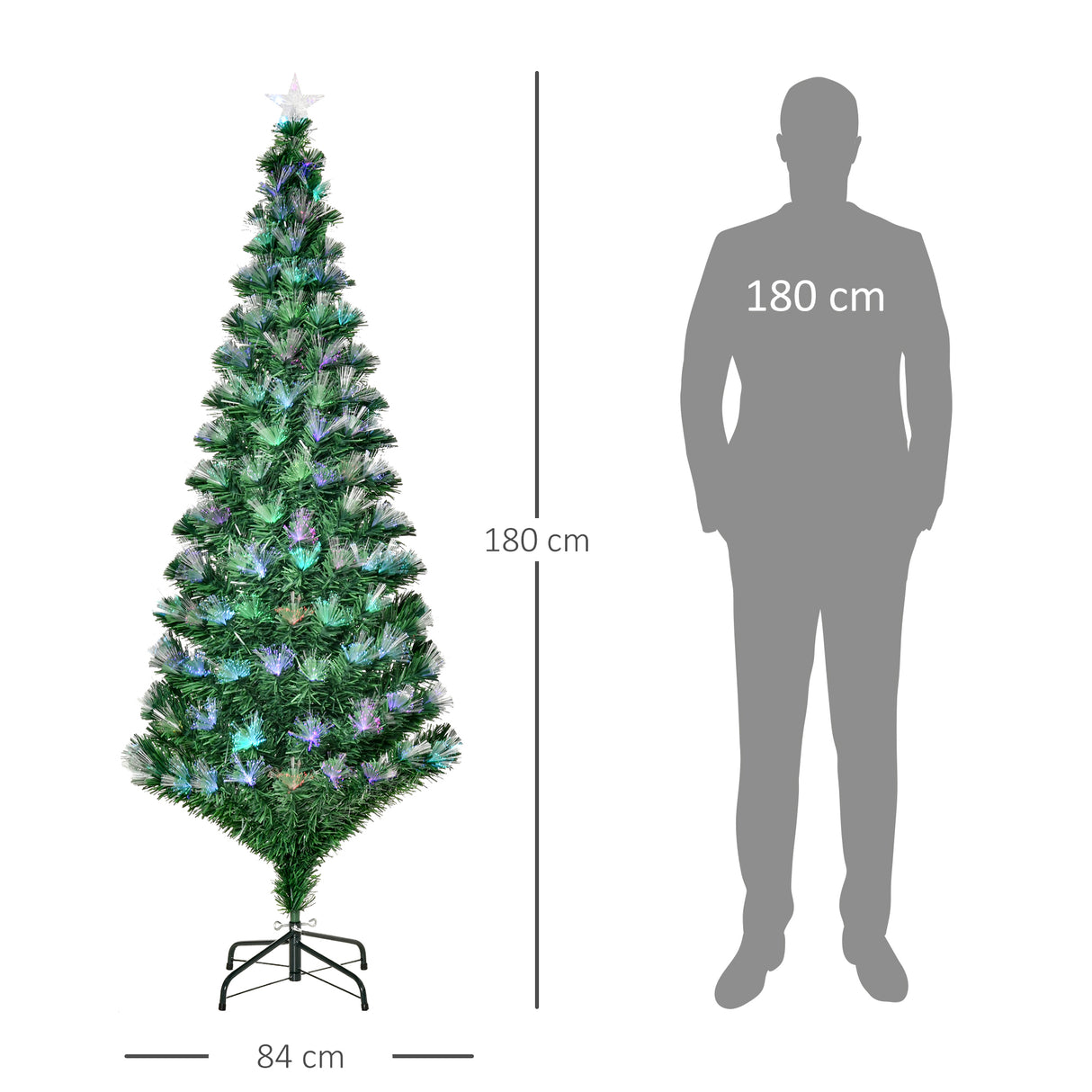 easycomfort easycomfort albero di natale 180cm con 230 luci a led e fibre ottiche colorate 230 rami in pvc ignifughi e base in metallo