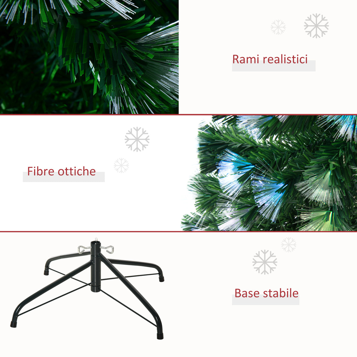 easycomfort easycomfort albero di natale 180cm con 230 luci a led e fibre ottiche colorate 230 rami in pvc ignifughi e base in metallo
