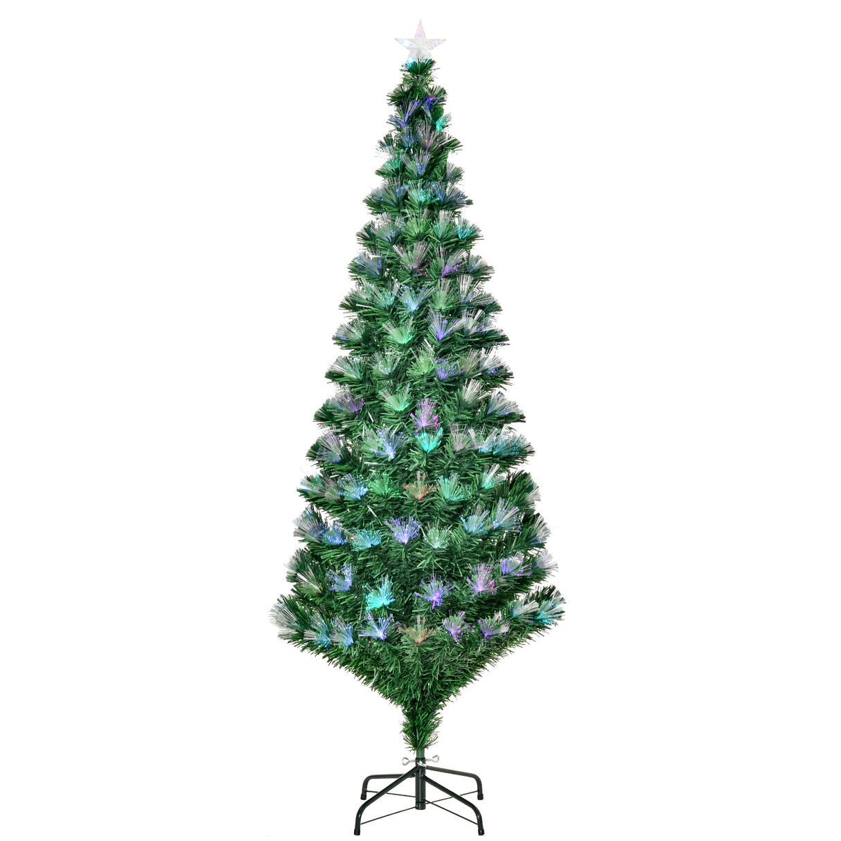 easycomfort easycomfort albero di natale 180cm con 230 luci a led e fibre ottiche colorate 230 rami in pvc ignifughi e base in metallo