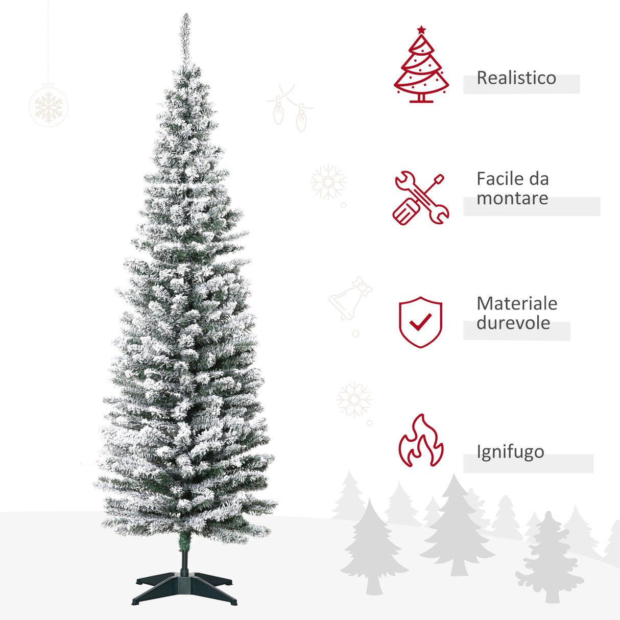easycomfort easycomfort albero di natale artificiale innevato 180cm con rami 390 base rimovibile decorazioni natalizie
