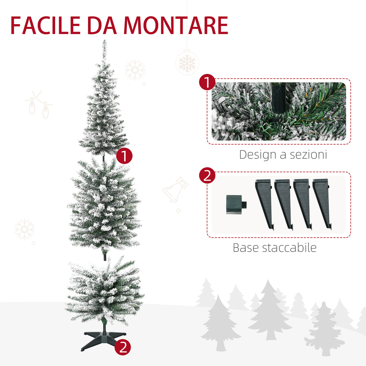 easycomfort easycomfort albero di natale artificiale innevato 180cm con rami 390 base rimovibile decorazioni natalizie