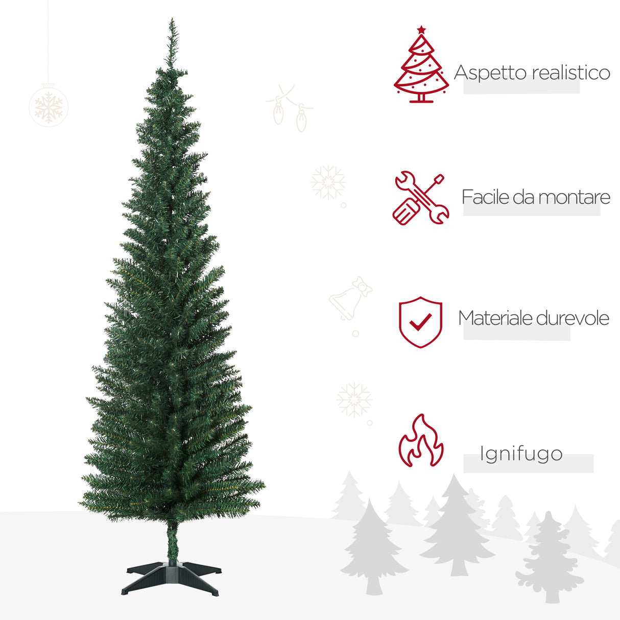 easycomfort easycomfort albero di natale artificiale 180cm con 390 rami folti verde