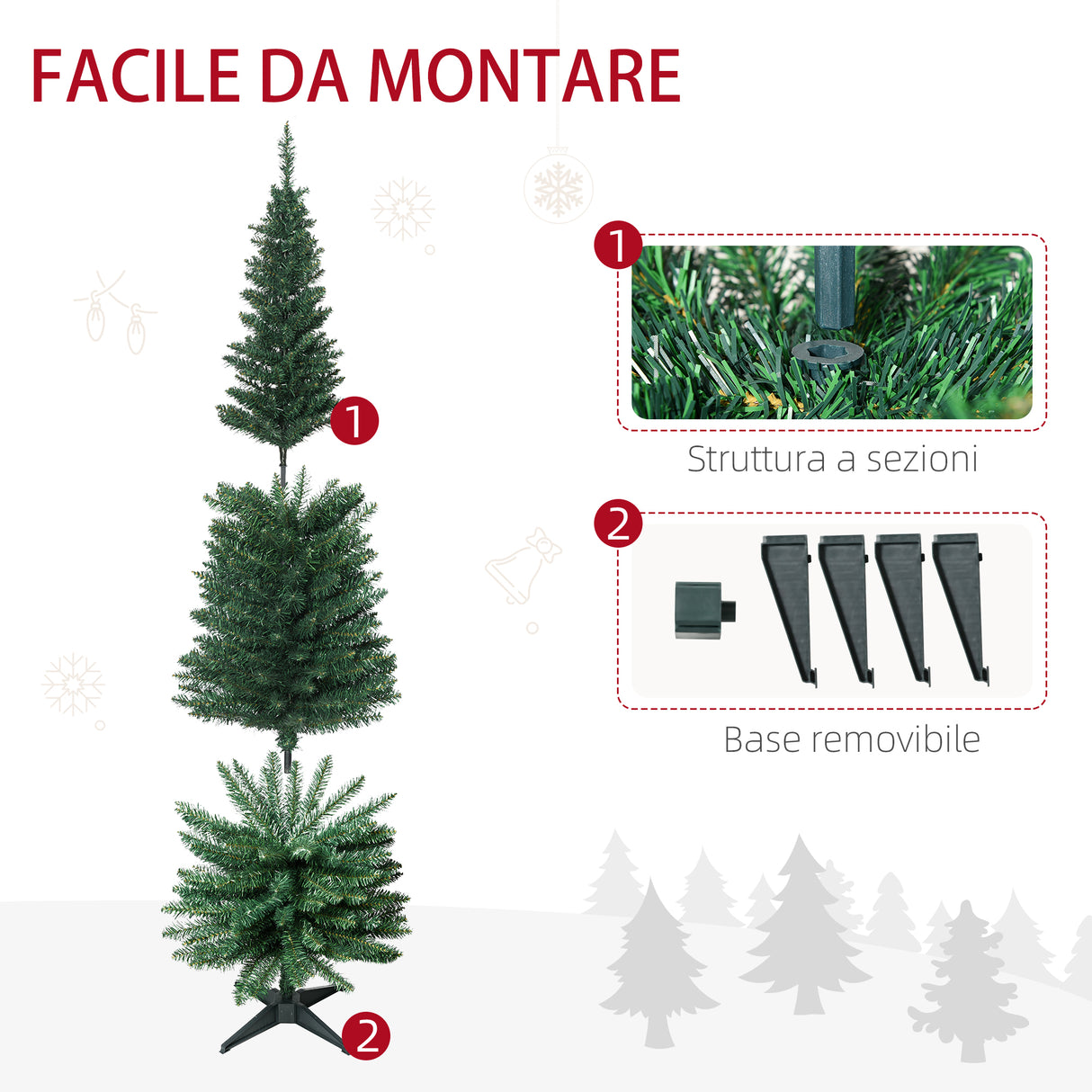 easycomfort easycomfort albero di natale artificiale 180cm con 390 rami folti verde