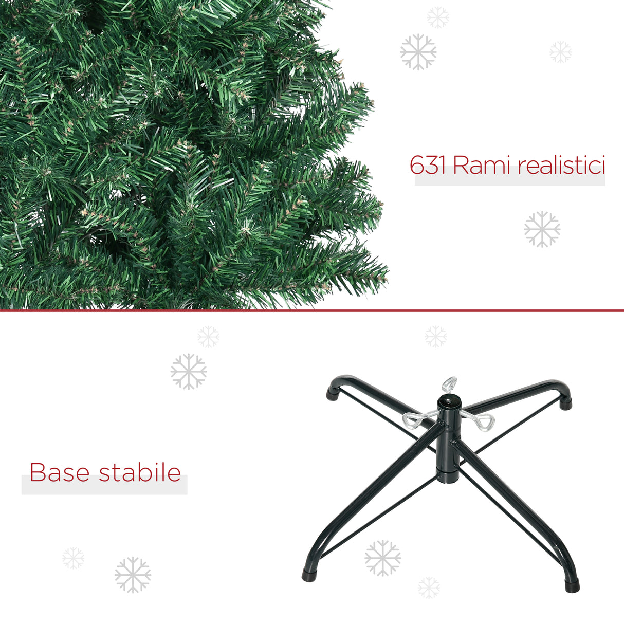 easycomfort easycomfort albero di natale artificiale slim 210cm con 631 rami supporto in metallo