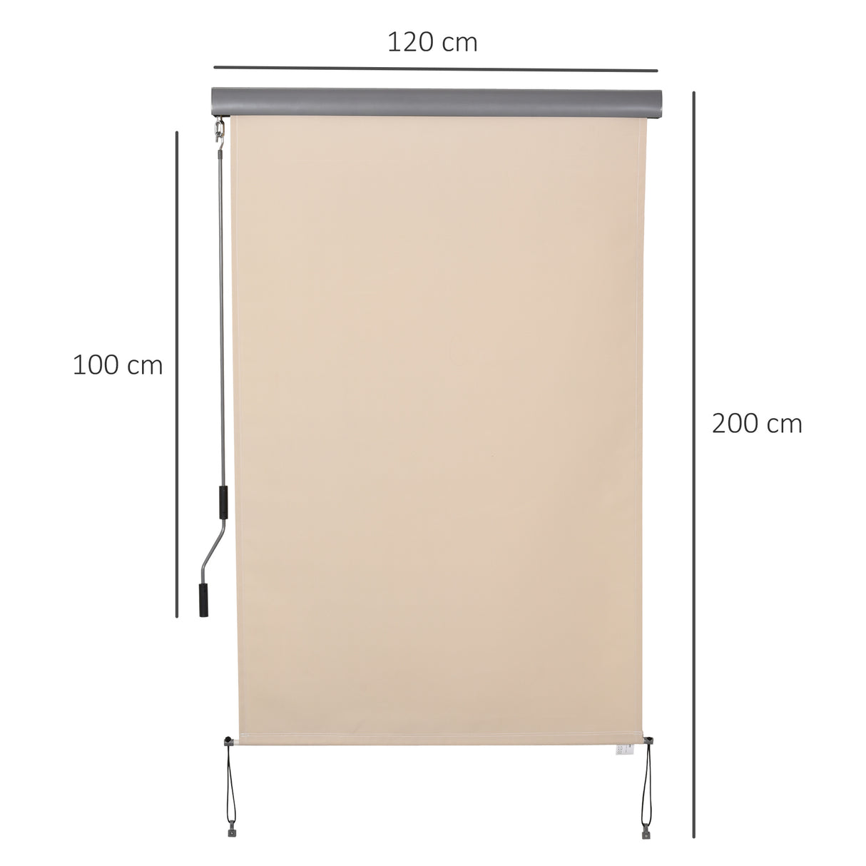 easycomfort easycomfort tenda avvolgibile parasole con manovella installazione a muro o soffitto 120x200cm beige