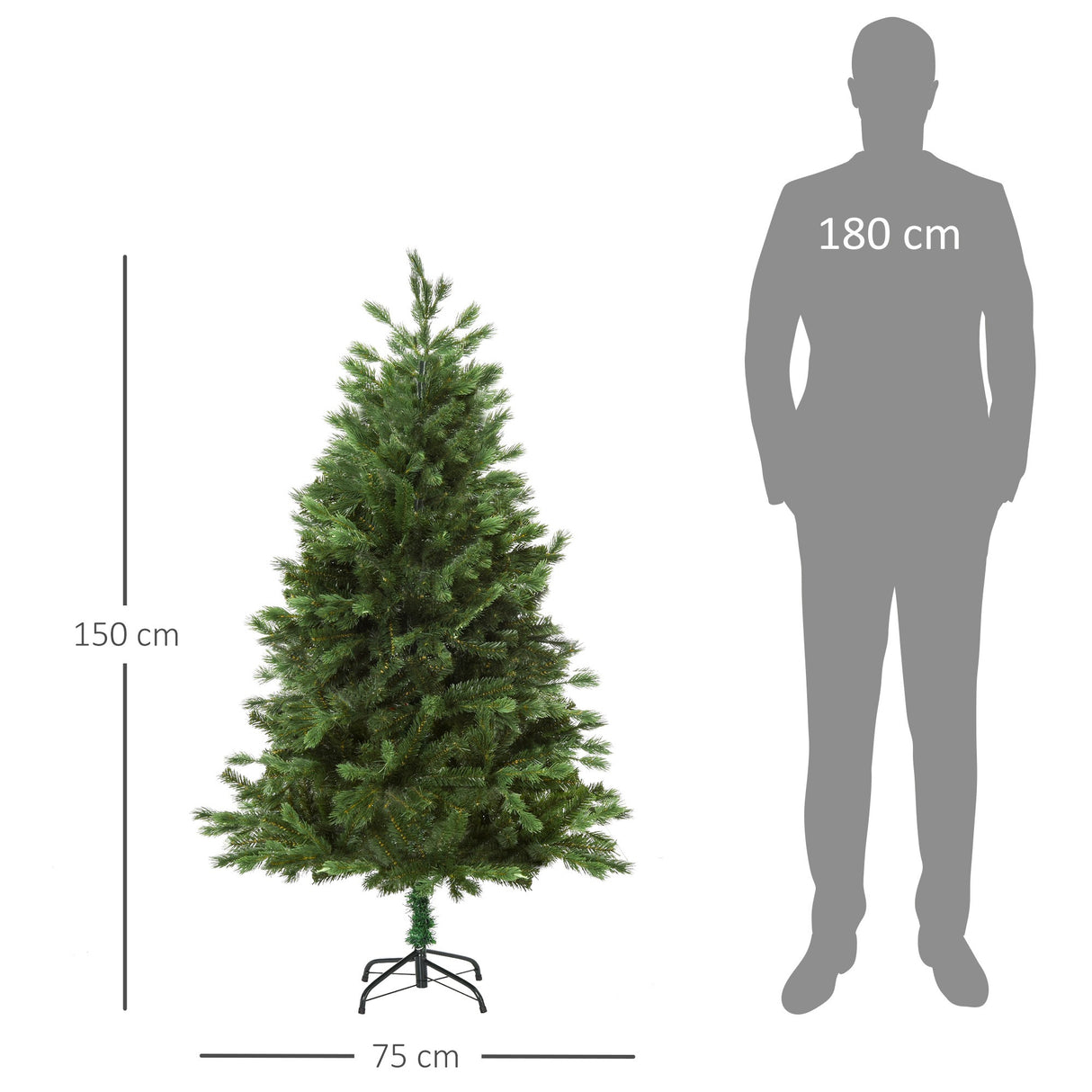 easycomfort easycomfort albero di natale artificiale gigante 150cm realistico decorazione di natale con 440 rami base pieghevole e rimovibile