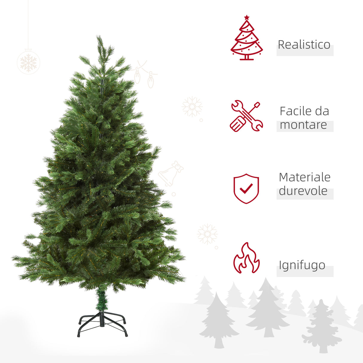 easycomfort easycomfort albero di natale artificiale gigante 150cm realistico decorazione di natale con 440 rami base pieghevole e rimovibile