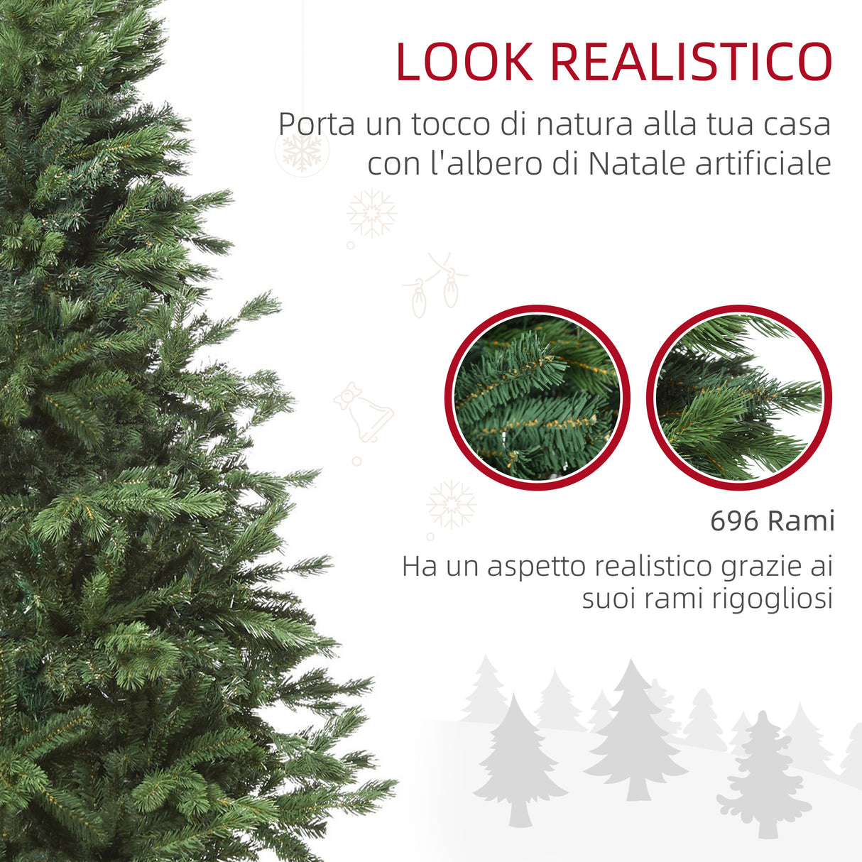 easycomfort easycomfort albero di natale artificiale gigante 180cm realistico decorazione di natale con 696 rami base pieghevole e rimovibile