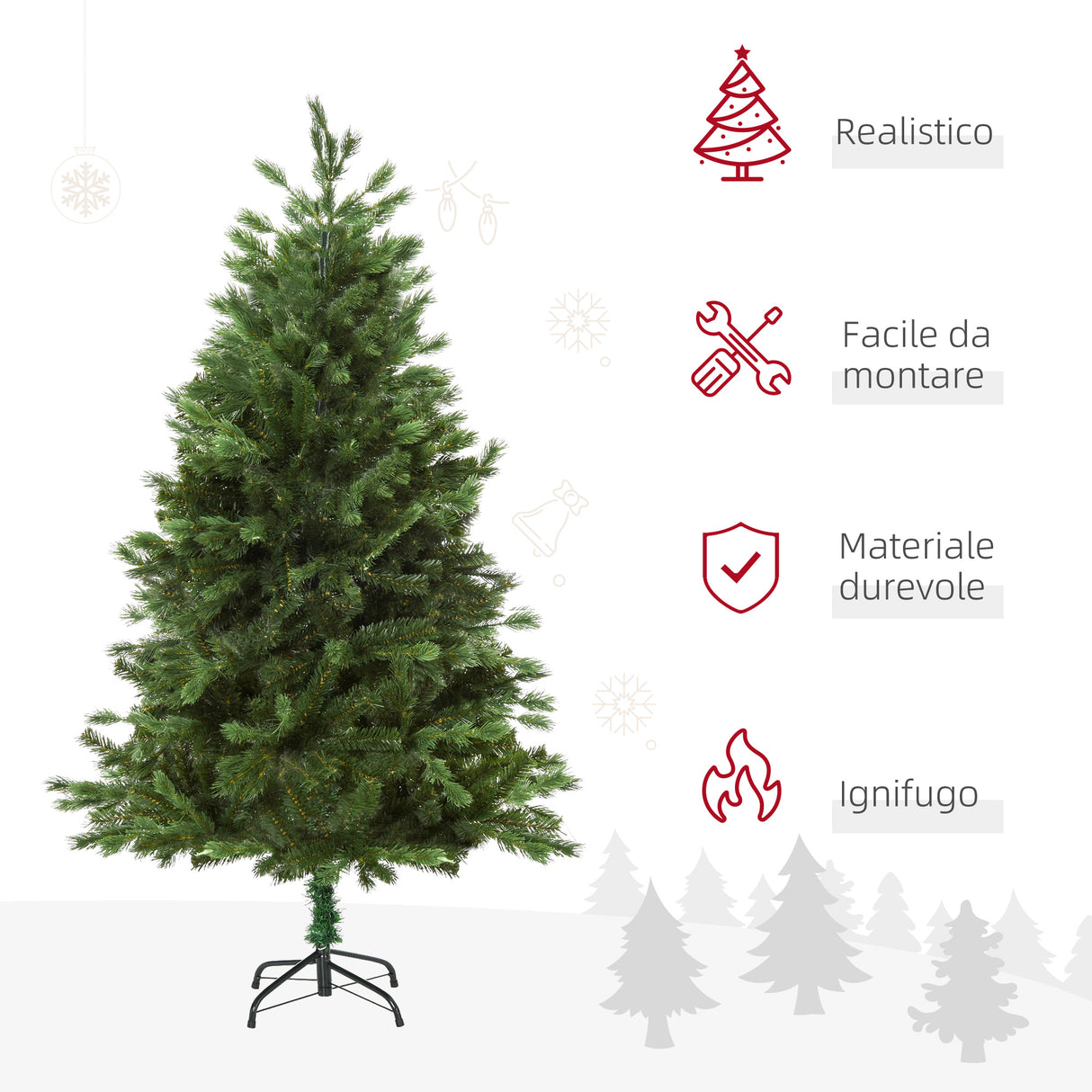 easycomfort easycomfort albero di natale artificiale gigante 180cm realistico decorazione di natale con 696 rami base pieghevole e rimovibile