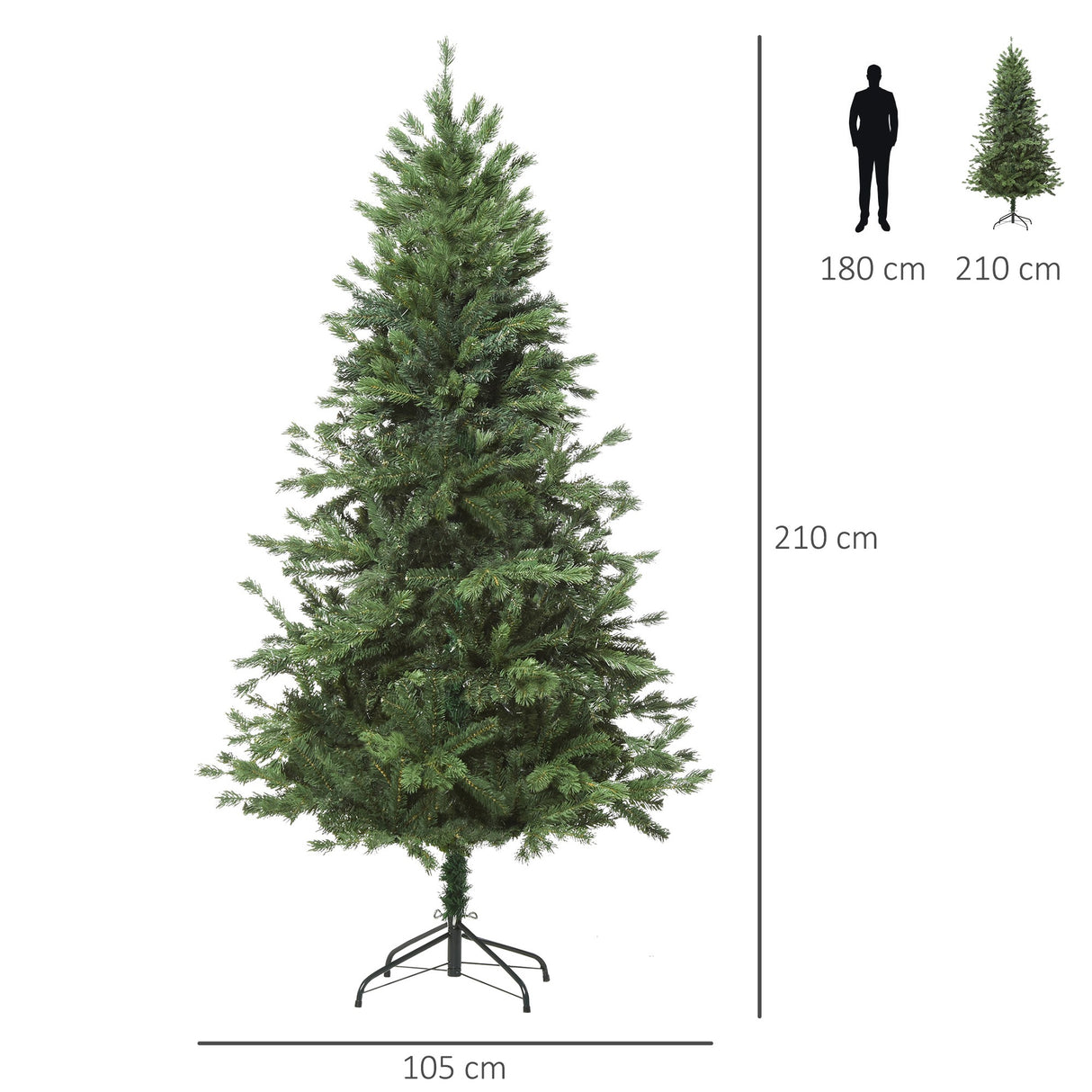 easycomfort easycomfort albero di natale artificiale gigante 210cm realistico decorazione di natale con 934 rami base pieghevole e rimovibile