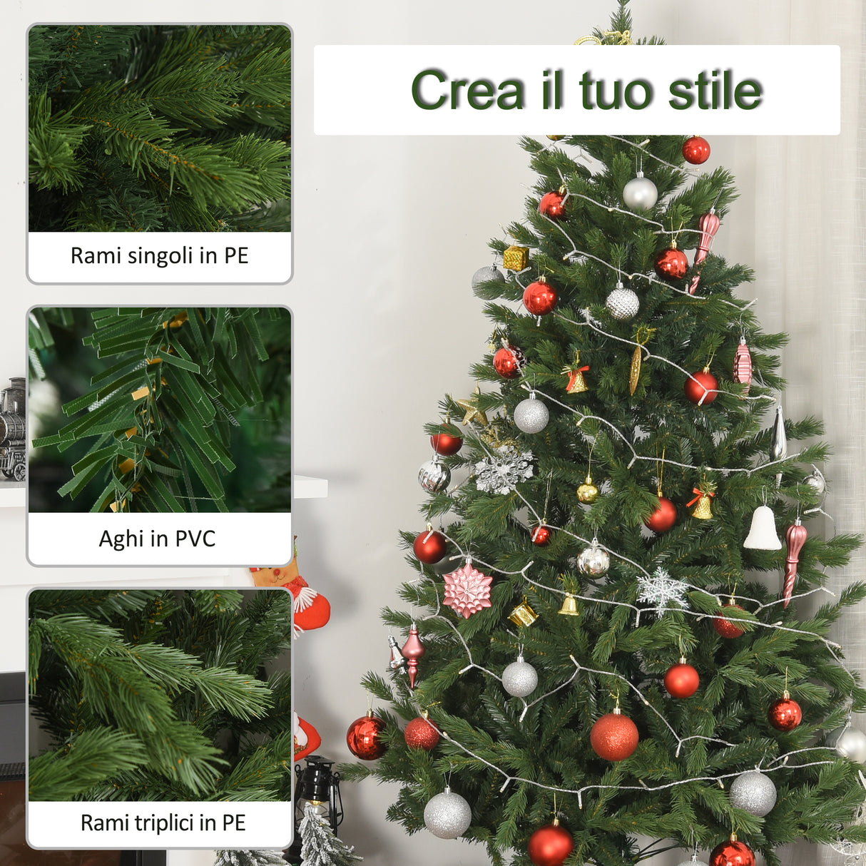 easycomfort easycomfort albero di natale artificiale gigante 210cm realistico decorazione di natale con 934 rami base pieghevole e rimovibile