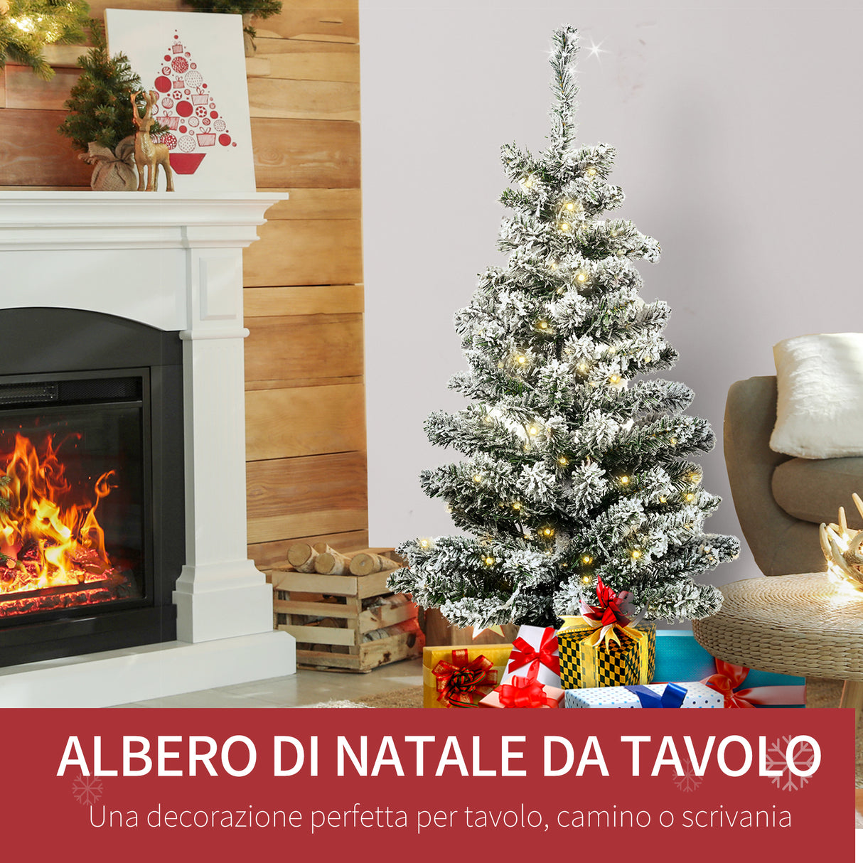 easycomfort easycomfort albero di natale artificiale innevato con 60 luci led bianche e 116 rami base con vaso rimovibile 40x90cm verde
