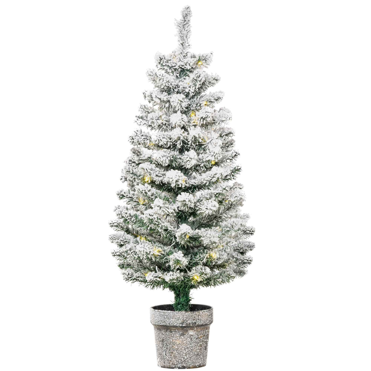 easycomfort easycomfort albero di natale artificiale innevato con 60 luci led bianche e 116 rami base con vaso rimovibile 40x90cm verde