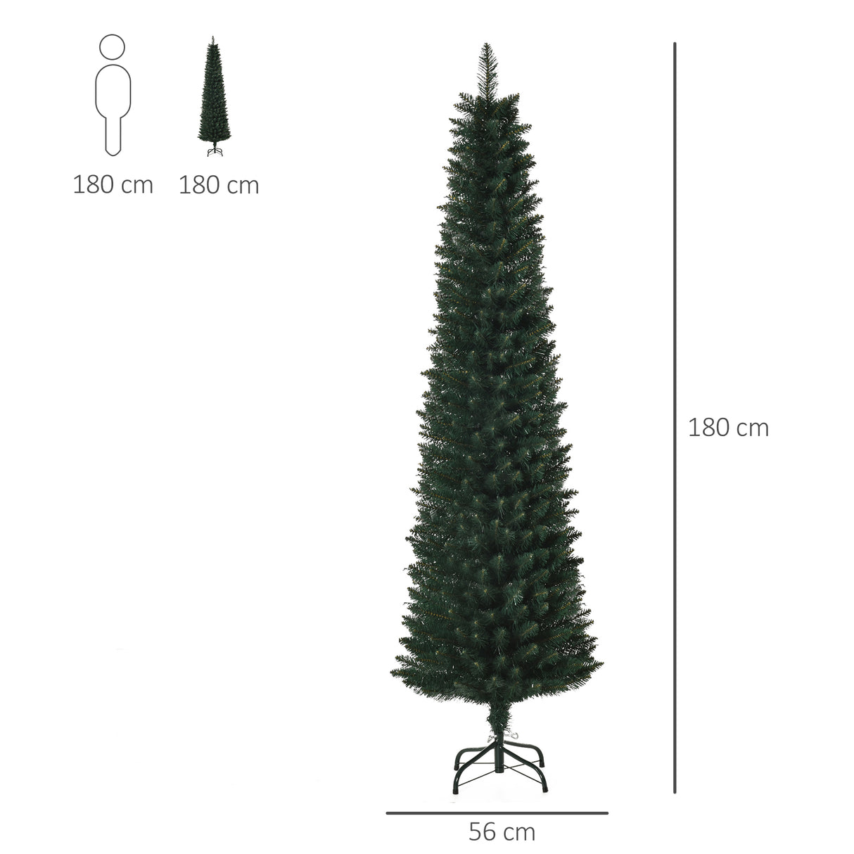 easycomfort easycomforthomcm albero di natale artificiale alto con base pieghevole 380 rami in pvc e metallo 180cm verde