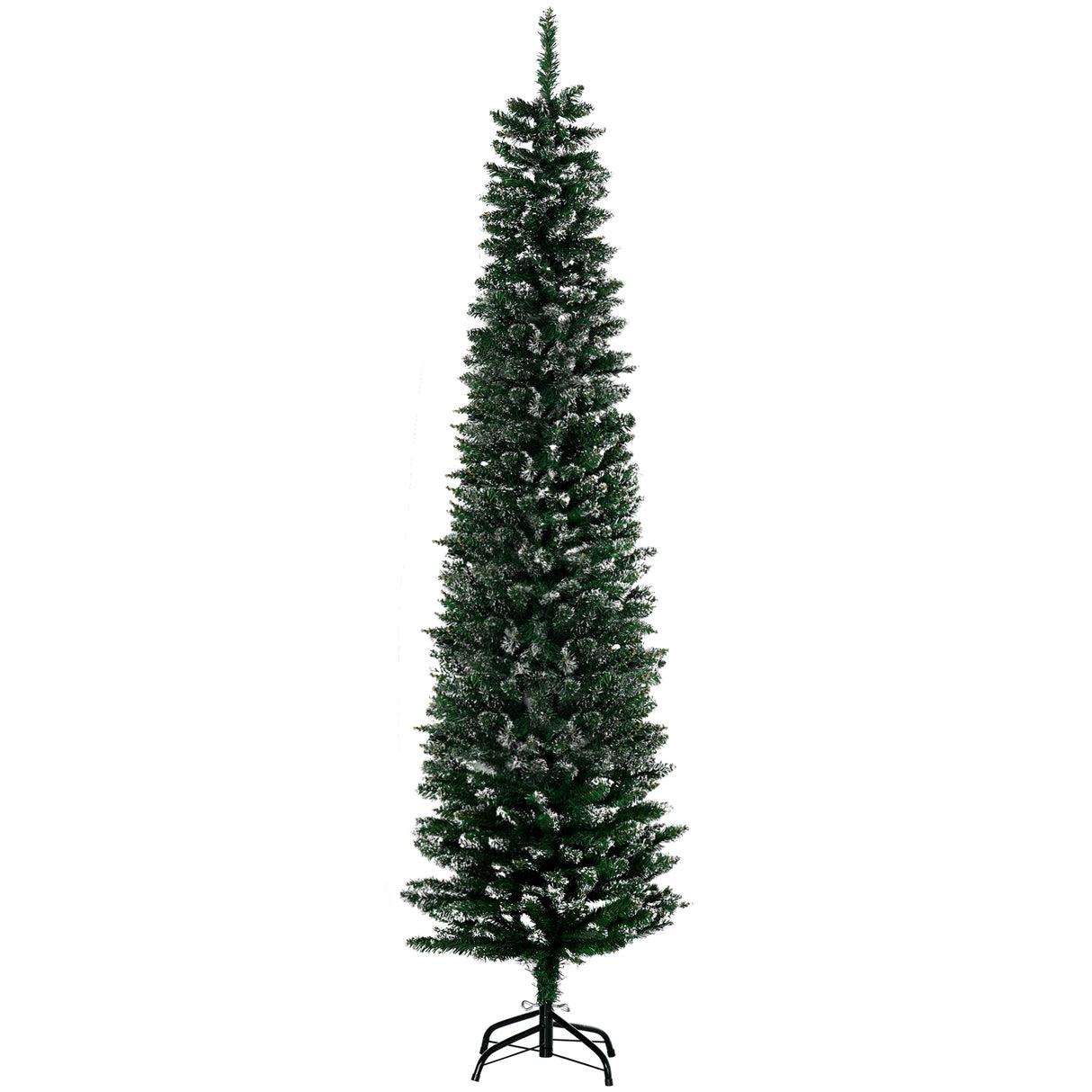 easycomfort easycomfort albero di natale innevato artificiale alto e stretto con 570 rami base rimovibile e pieghevole 53x190cm verde