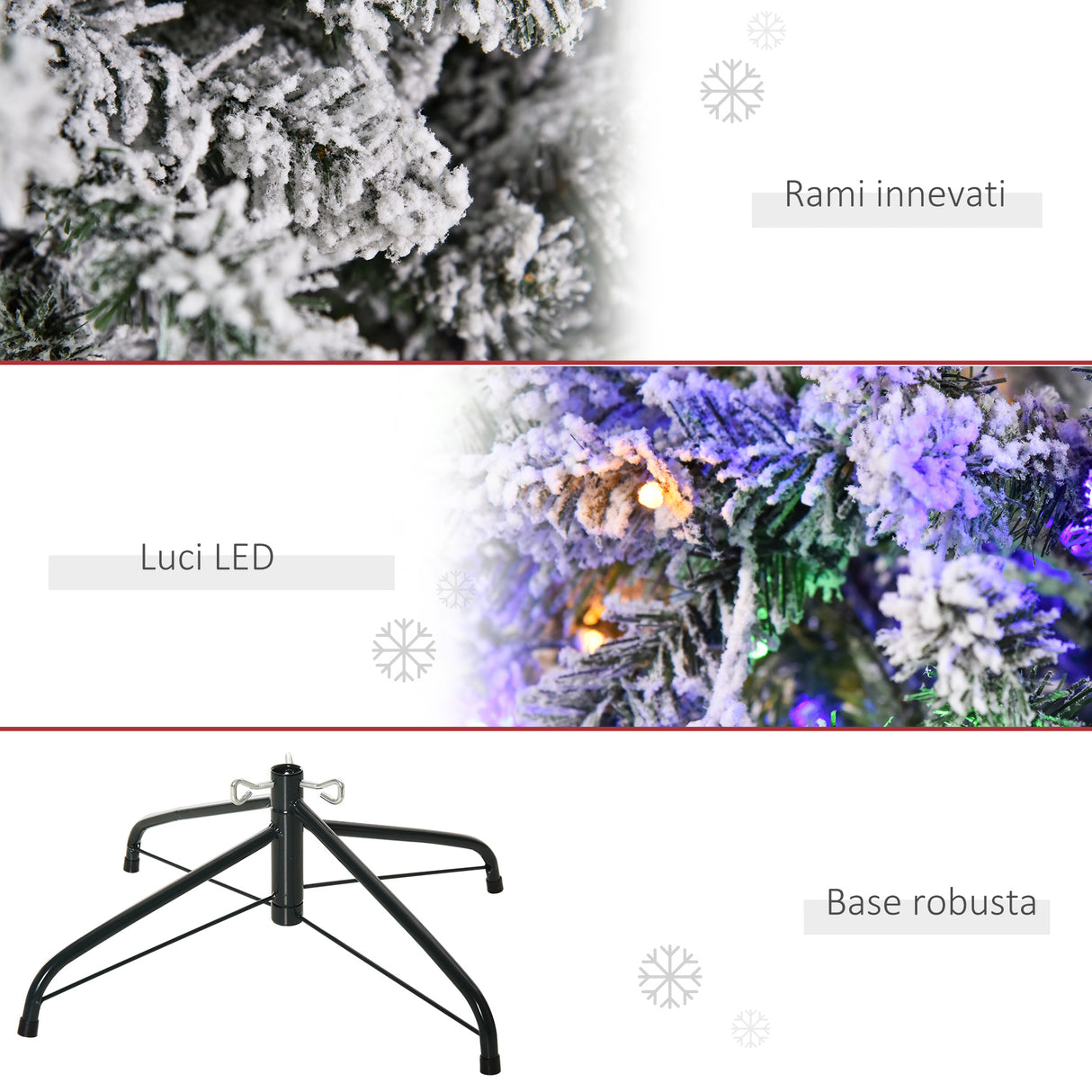 easycomfort easycomfort albero di natale artificiale innevato con 250 luci led colorate 829 rami e base pieghevole 112x210cm verde