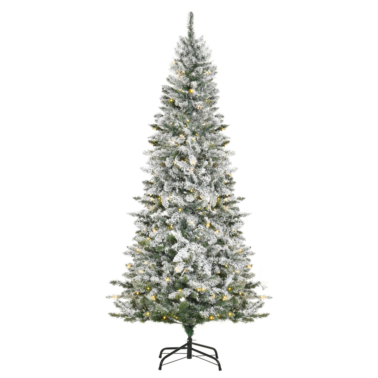 easycomfort easycomfort albero di natale artificiale innevato con 250 luci led colorate 829 rami e base pieghevole 112x210cm verde