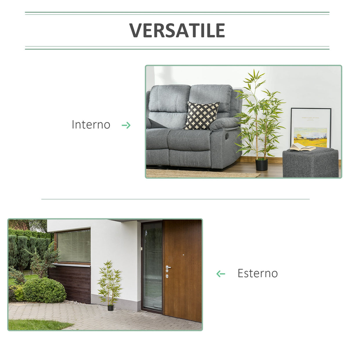 easycomfort pianta artificiale di bambu alta 120cm con vaso per interno ed esterno verde