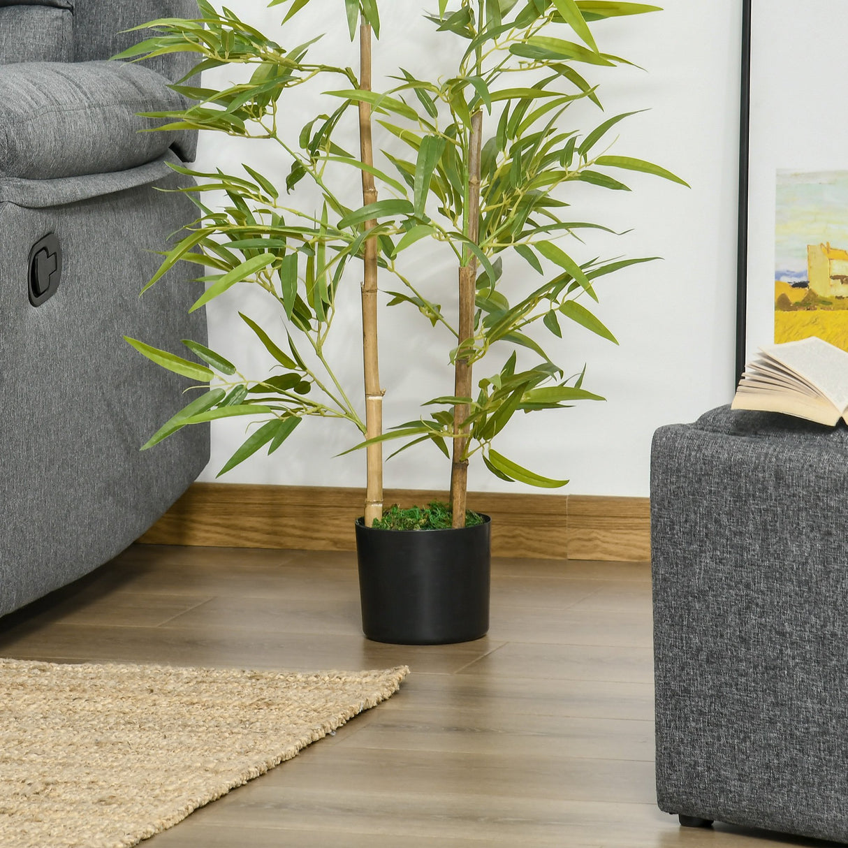 easycomfort pianta artificiale di bambu alta 120cm con vaso per interno ed esterno verde