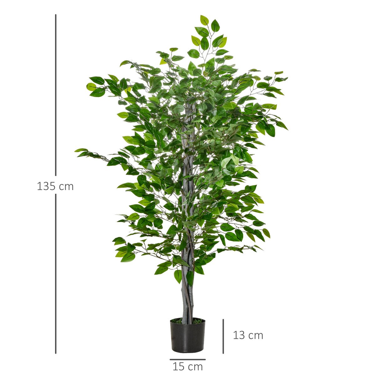 easycomfort pianta artificiale di ficus alta 135cm con vaso per interno ed esterno verde