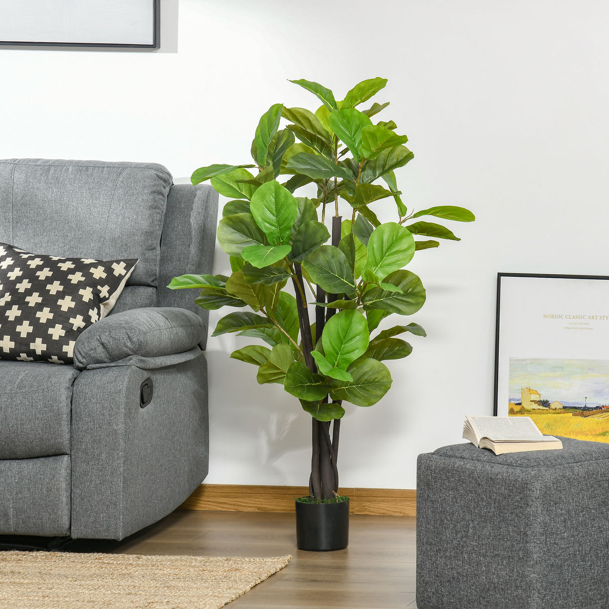 easycomfort ficus artificiale 130cm per interni ed esterni pianta artificiale realistica con 78 foglie