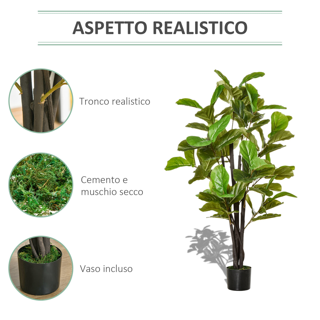 easycomfort ficus artificiale 130cm per interni ed esterni pianta artificiale realistica con 78 foglie